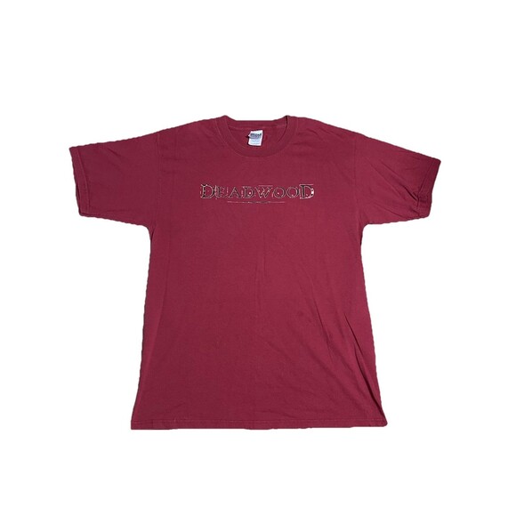 Vintage Y2K DEADWOOD Promo HBO Television Show Graphic T-Shirt Adult Size L Red - Picture 1 of 4